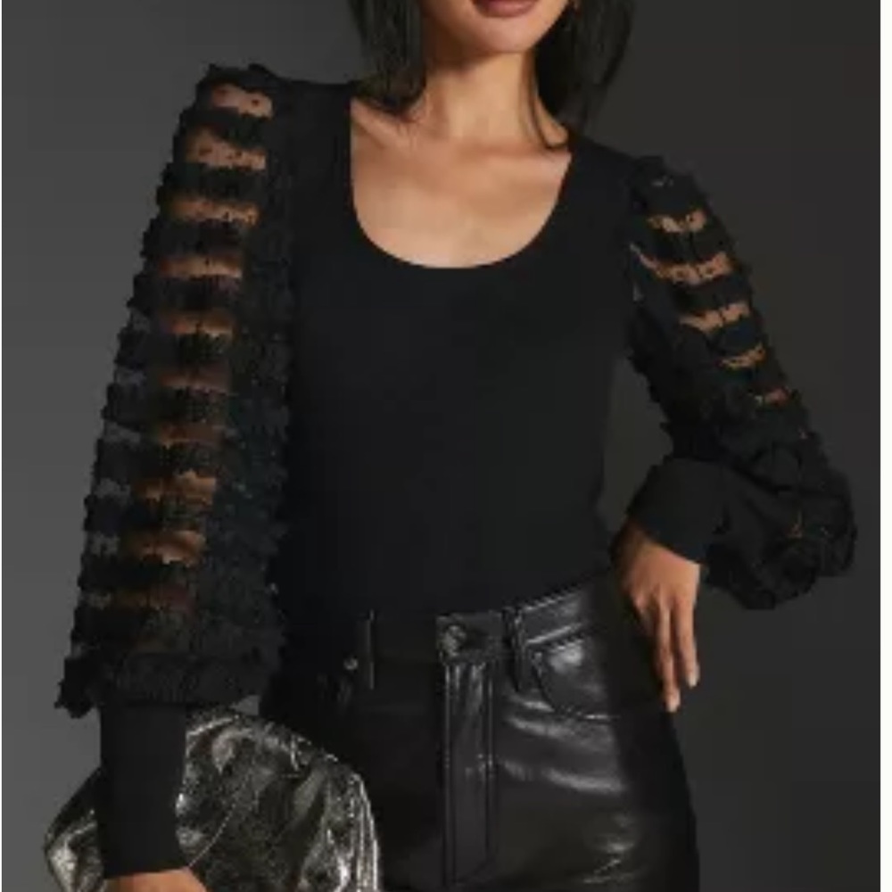 Sold out - NEW Size S black Dolan Ruffle sleeve top!